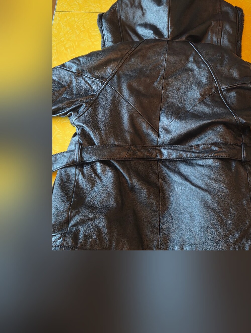 Vintage Wilsons Black Faux Shearling-Trim Hooded Leather Jacket - Women's - Picture 5 of 7